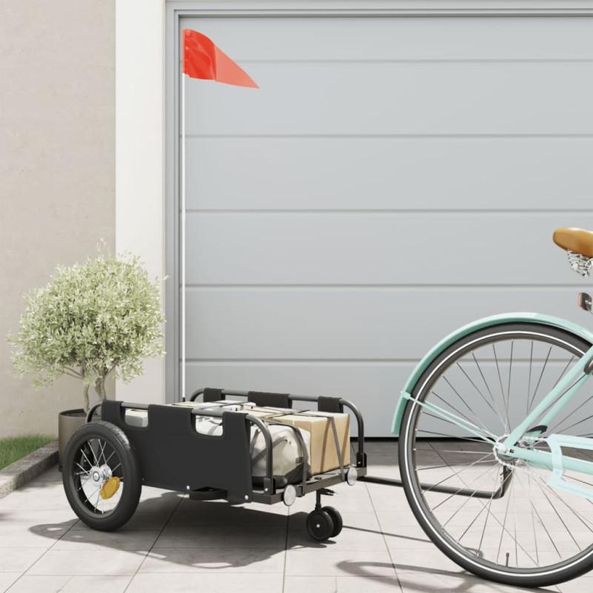 VIDAXL Remorque de vélo noir tissu oxford et fer