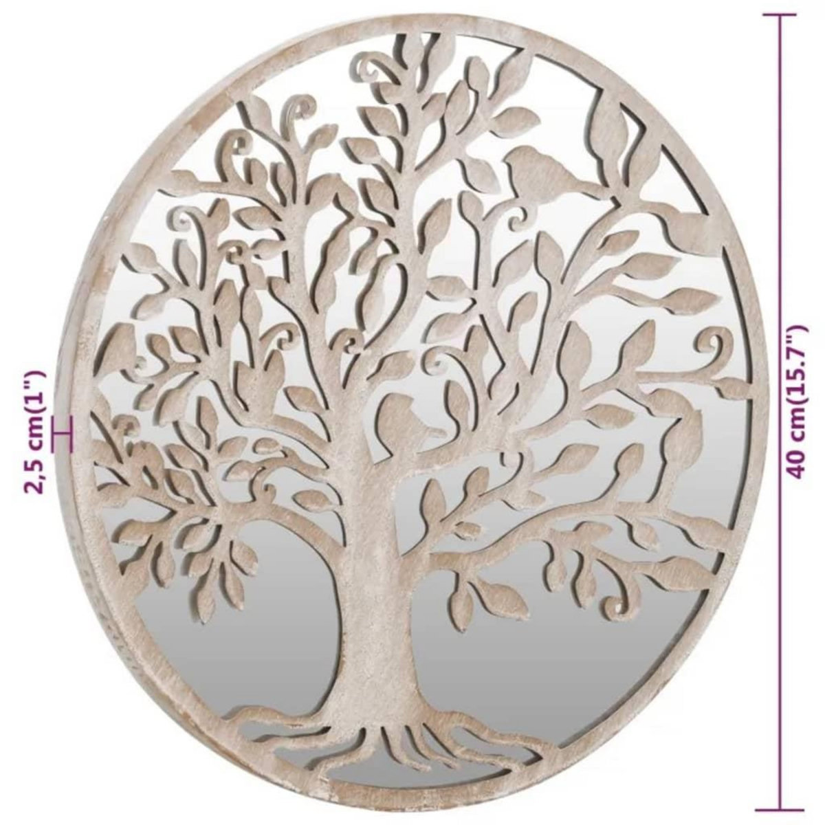 VIDAXL Miroir de jardin Sable 40x2,5cm Fer Rond utilisation exterieure