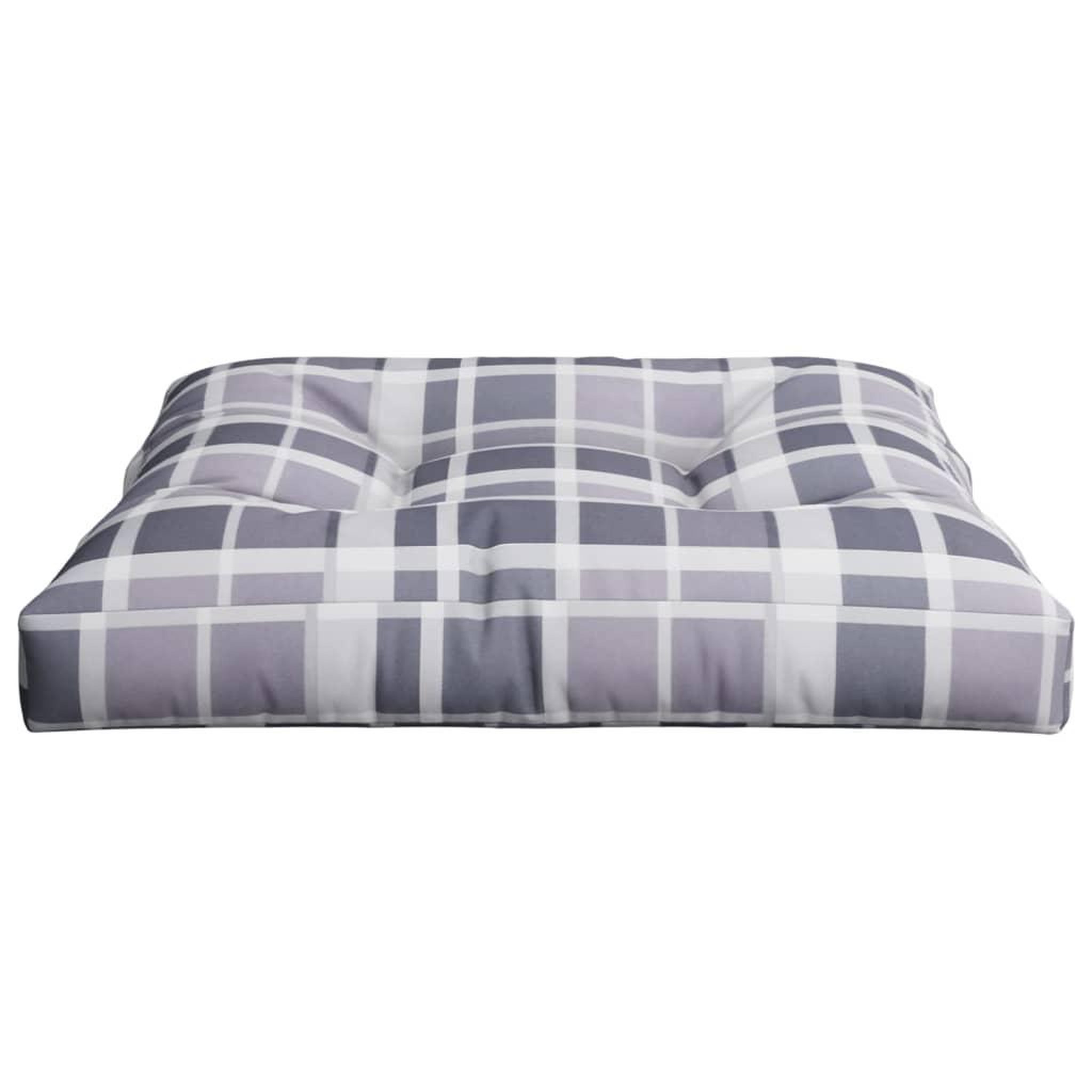 Voir la diapositive 5 : VIDAXL Coussin de palette motif a carreaux gris 80x80x12 cm tissu