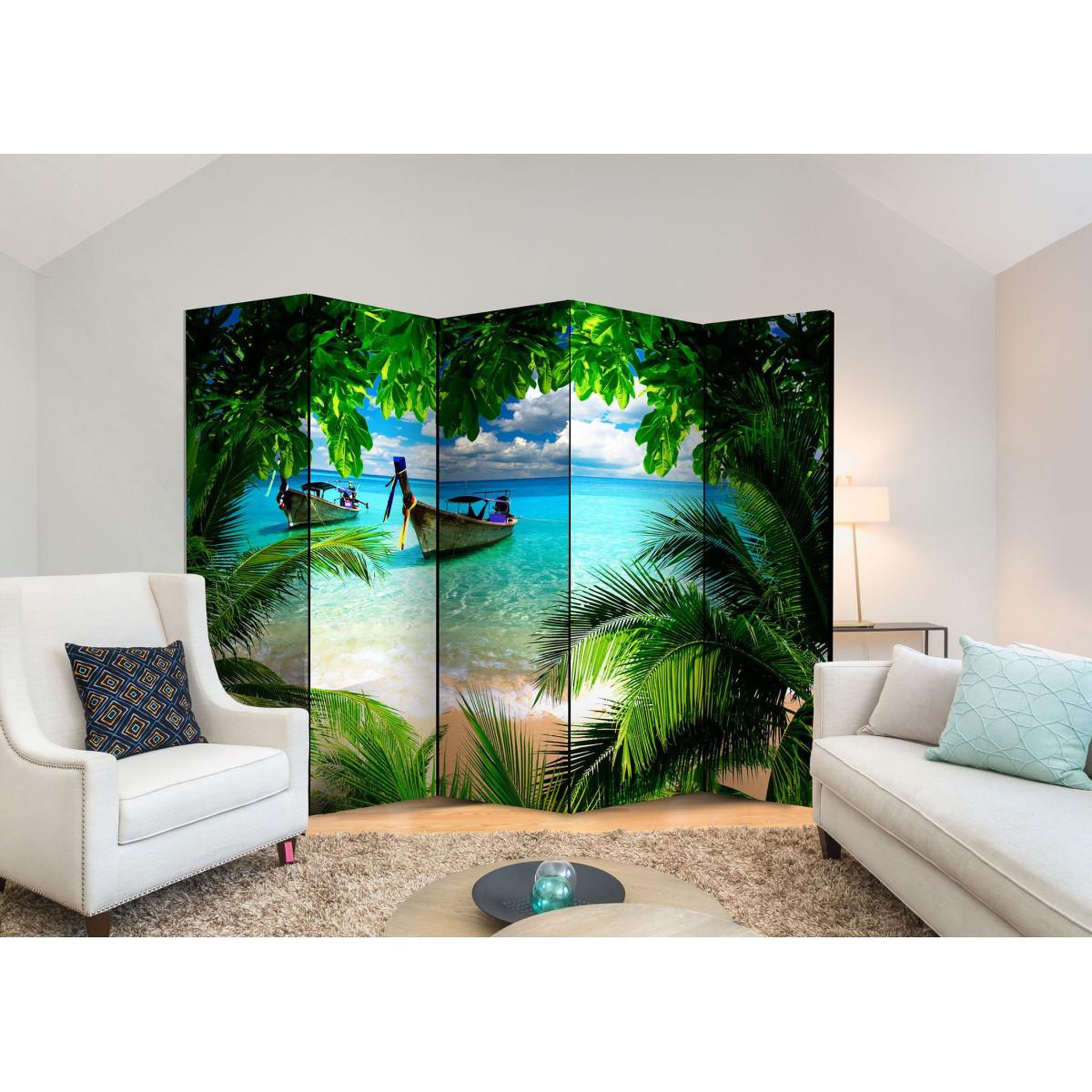 Voir la diapositive 2 : Paris Prix Paravent 5 volets  tropical paradise  172x225cm