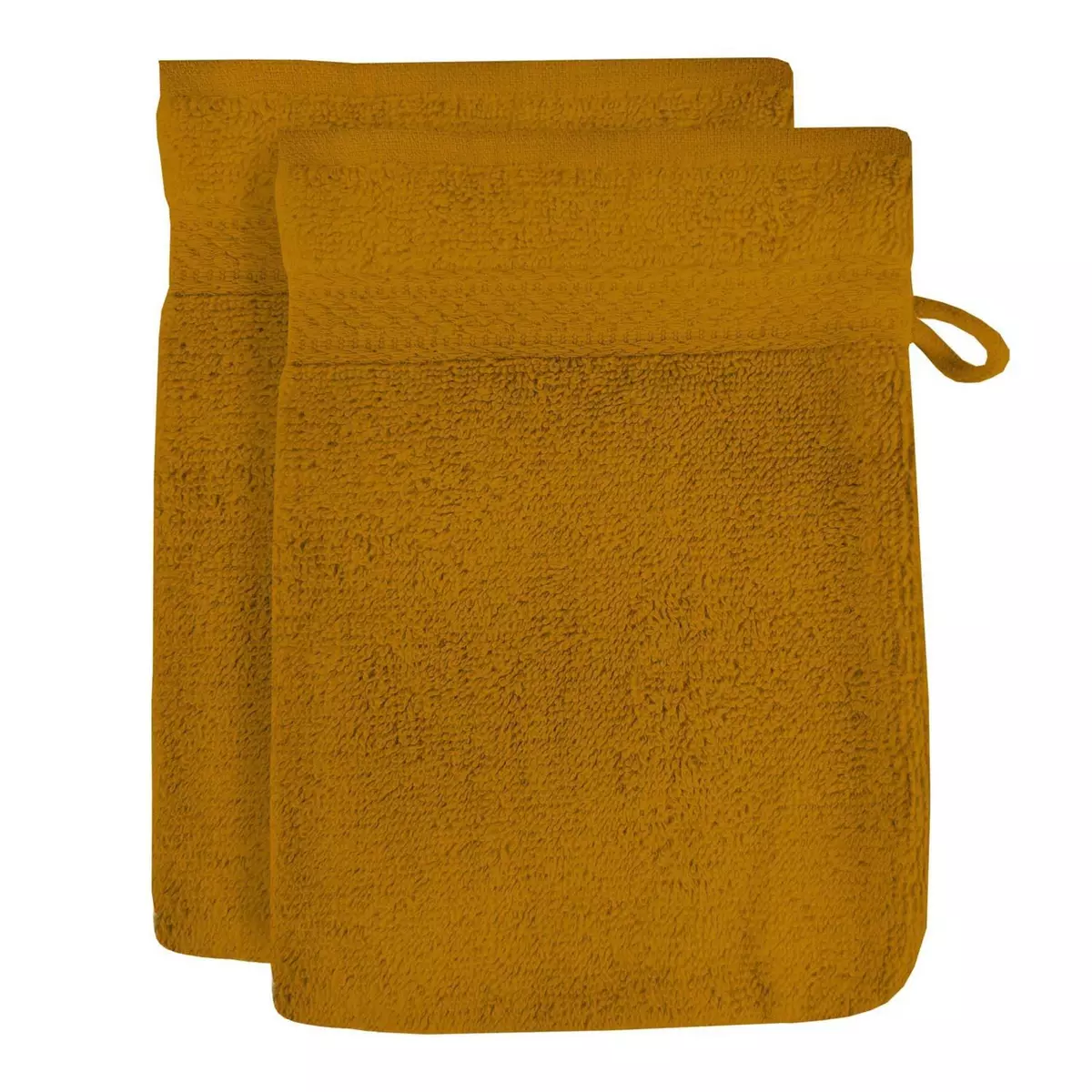 SOLEIL D'OCRE Lot de 2 gants de toilette en coton 500 gr/m2 16x21 cm LAGUNE moutarde, par Soleil d'ocre