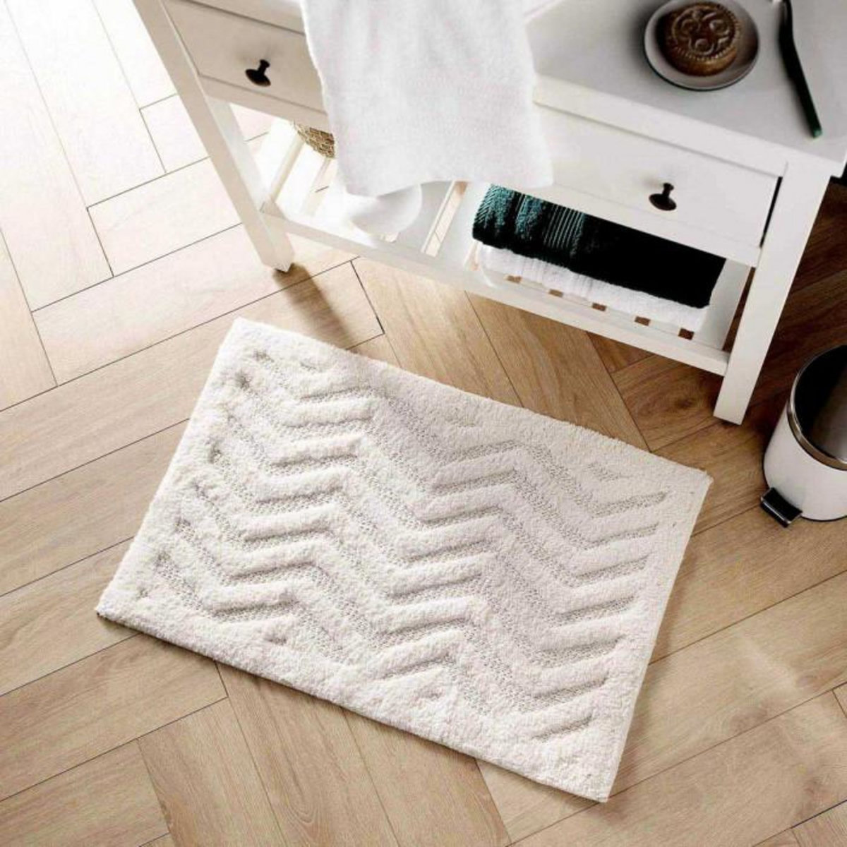 Paris Prix Tapis de Bain Jacquard  Angelis  50x80cm Blanc
