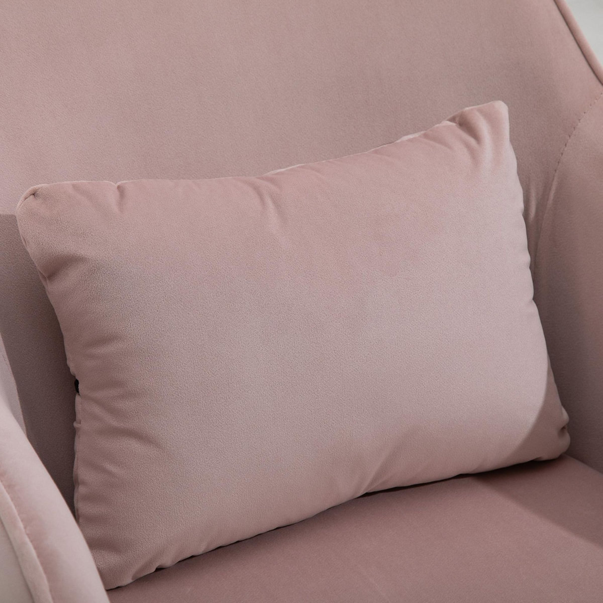 HOMCOM Chaise de bureau velours fauteuil bureau massant coussin lombaire intégré hauteur réglable pivotante 360° rose poudré