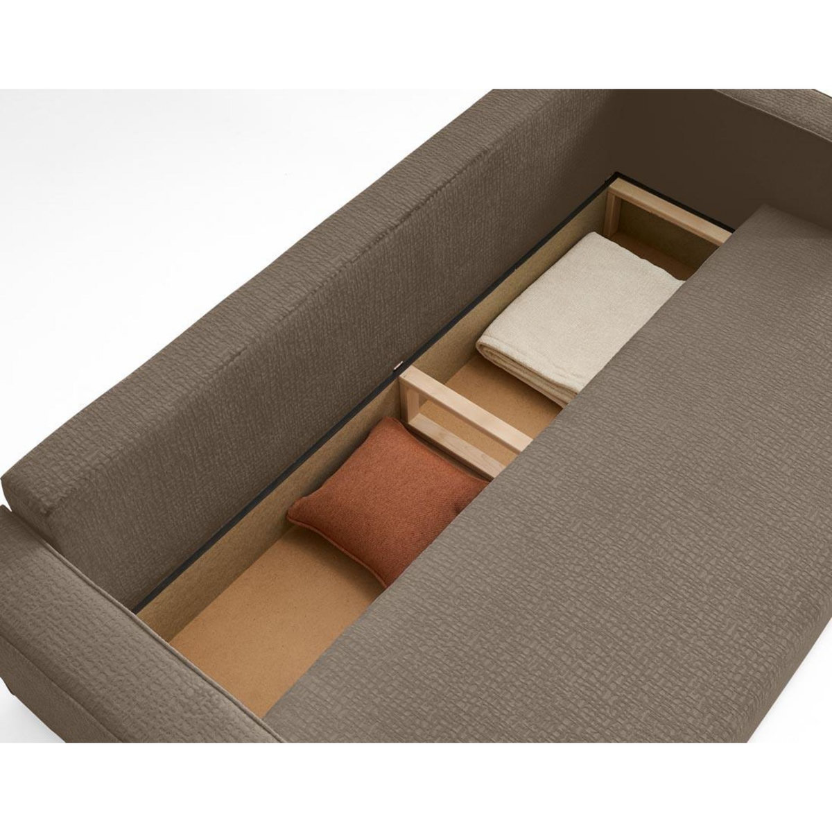 BEST MOBILIER Topaze - canapé 3 places - convertible avec coffre - en tissu velours relief