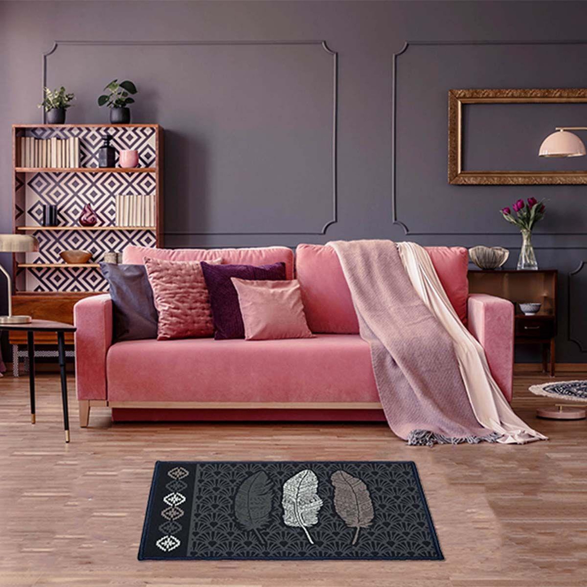 Voir la diapositive 2 : Douceur d'Intérieur Tapis déco rectangle  eternity  40x60cm noir