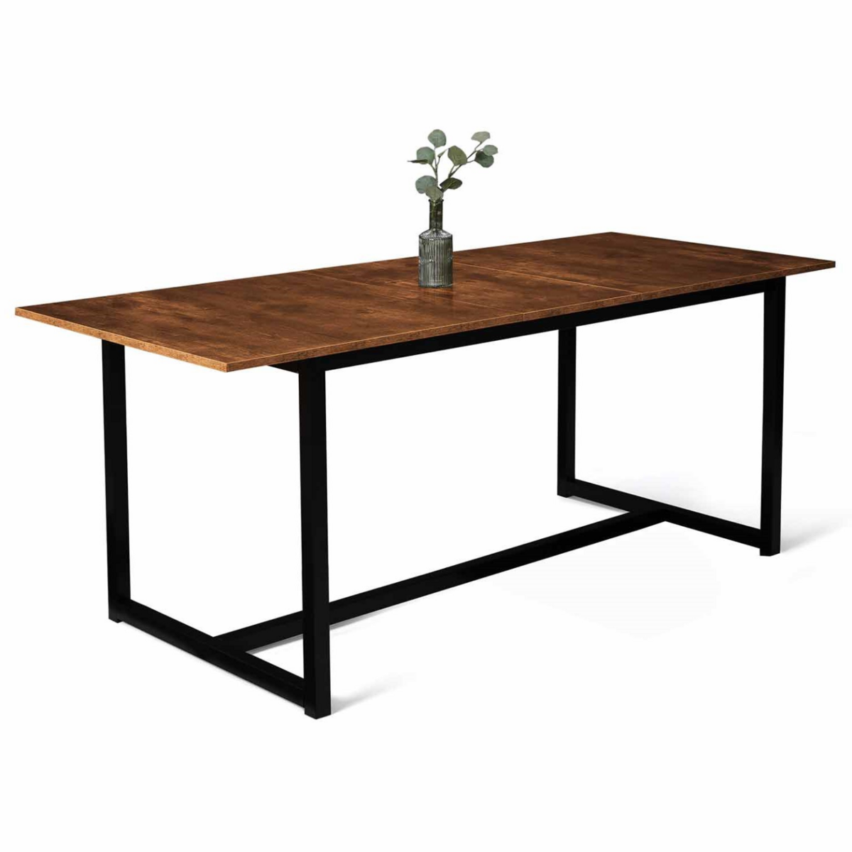 ID MARKET Table à manger extensible rectangle DAYTON 6-10 personnes design industriel 160-200 cm