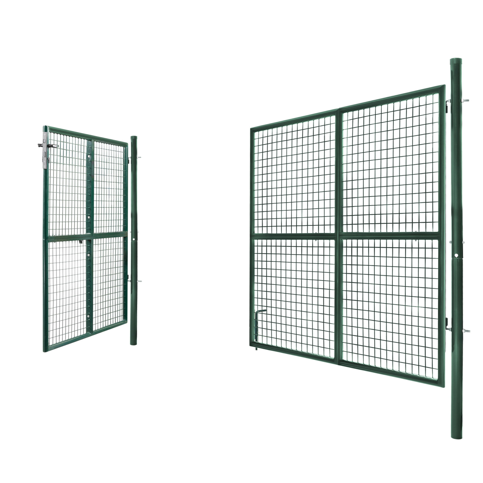 Voir la diapositive 4 : ID MARKET Portillon de jardin double porte 315 x 150 cm en acier vert avec serrure et poignée