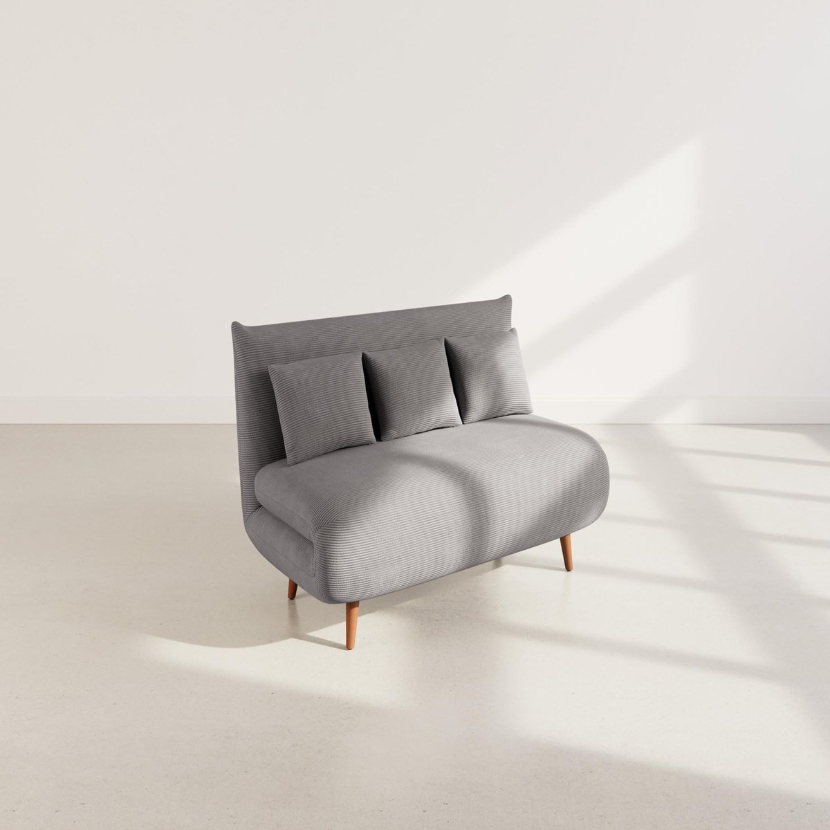 BEST MOBILIER Lumi - banquette convertible clic-clac 2 places en velours côtelé