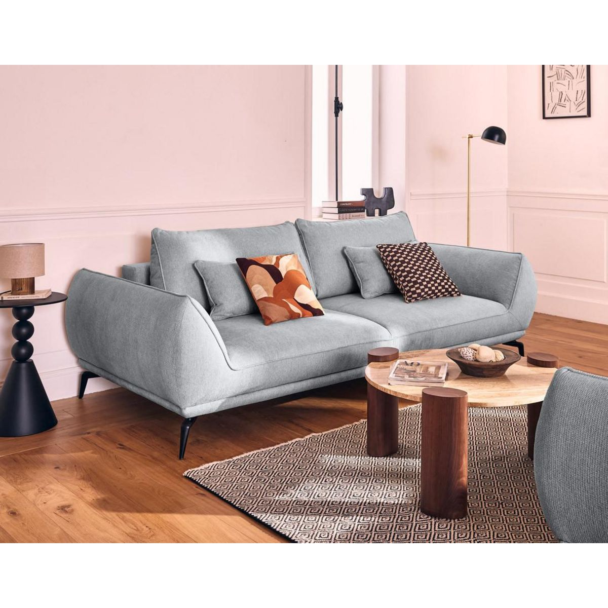 LISA DESIGN Arica - canapé droit 3 places convertible en tissu texturé