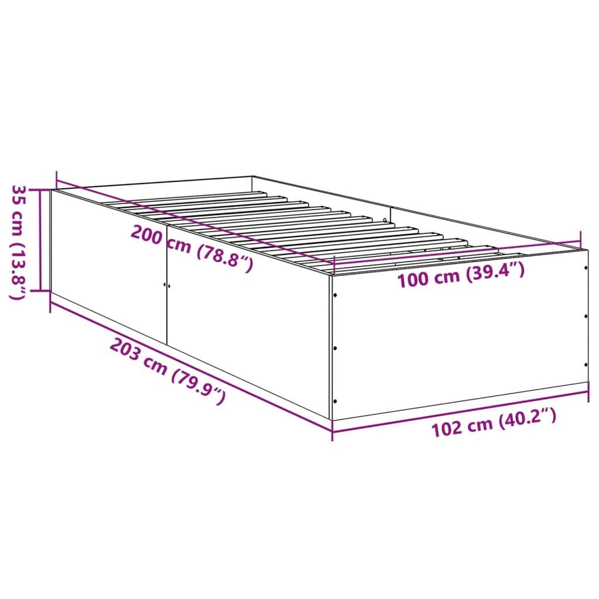 Voir la diapositive 6 : VIDAXL Cadre de lit sans matelas sonoma gris 100x200 cm