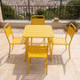 Voir la diapositive 5 : CONCEPT USINE Ensemble table de jardin carrée 70cm et 4 chaises jaune BERGAME
