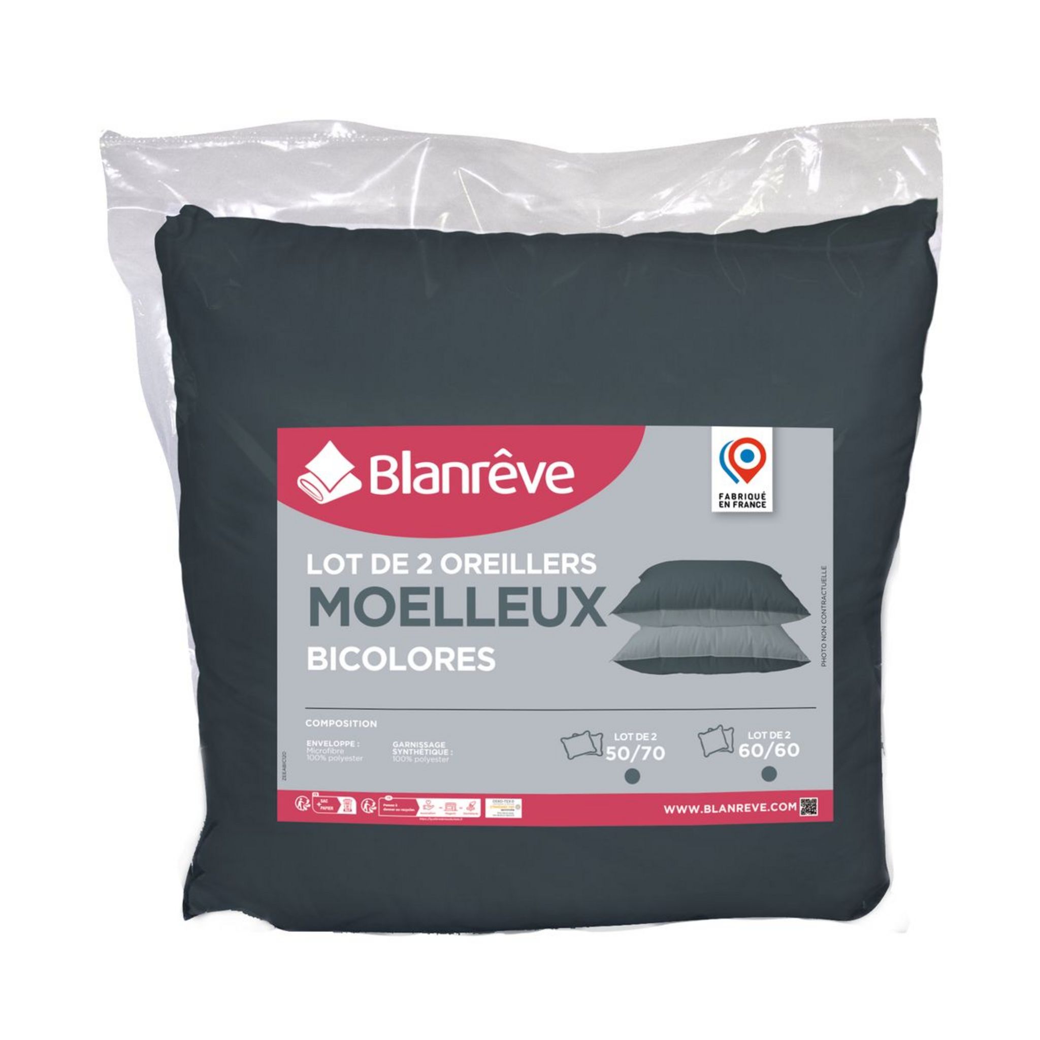 Oreiller Mémoire De Forme Blanrêve – 55 X 35 Cm, Mousse Viscoélastique, Confort Moelleux, Soulage Les Cervicales