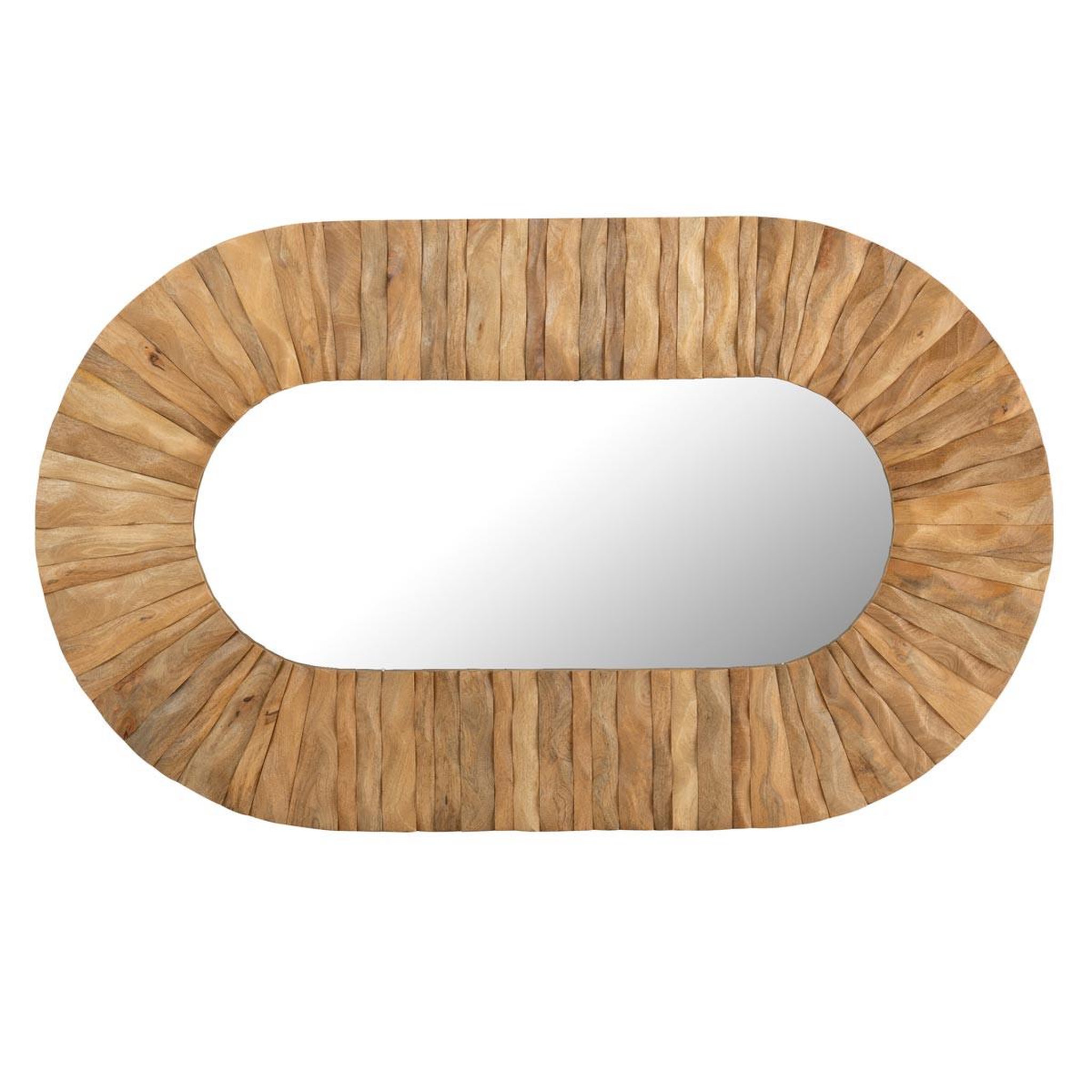 J-LINE Miroir Mural Ovale en Bois  Curve  152cm Naturel