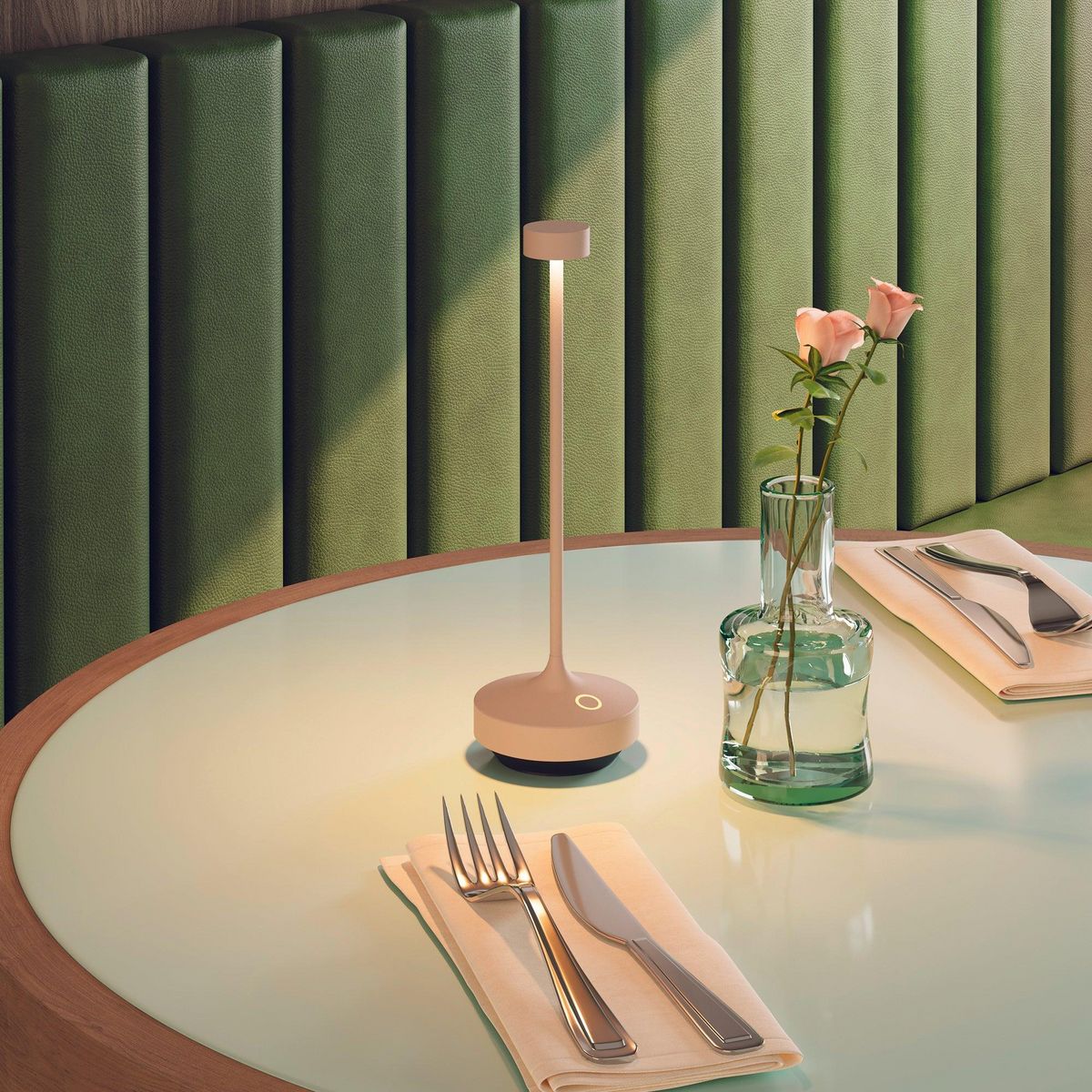 Lumisky Lampe de table sans fil LED RUBY Crème Aluminium 25 cm