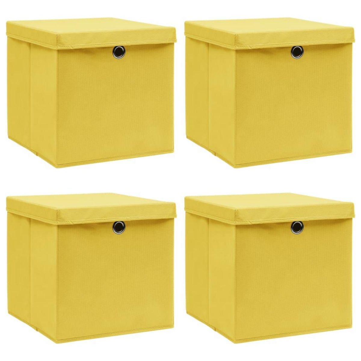 VIDAXL Boîtes de rangement et couvercles 4 pcs Jaune 32x32x32 cm Tissu