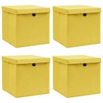 VIDAXL Boîtes de rangement et couvercles 4 pcs Jaune 32x32x32 cm Tissu