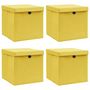 Voir la diapositive 1 : VIDAXL Boîtes de rangement et couvercles 4 pcs Jaune 32x32x32 cm Tissu