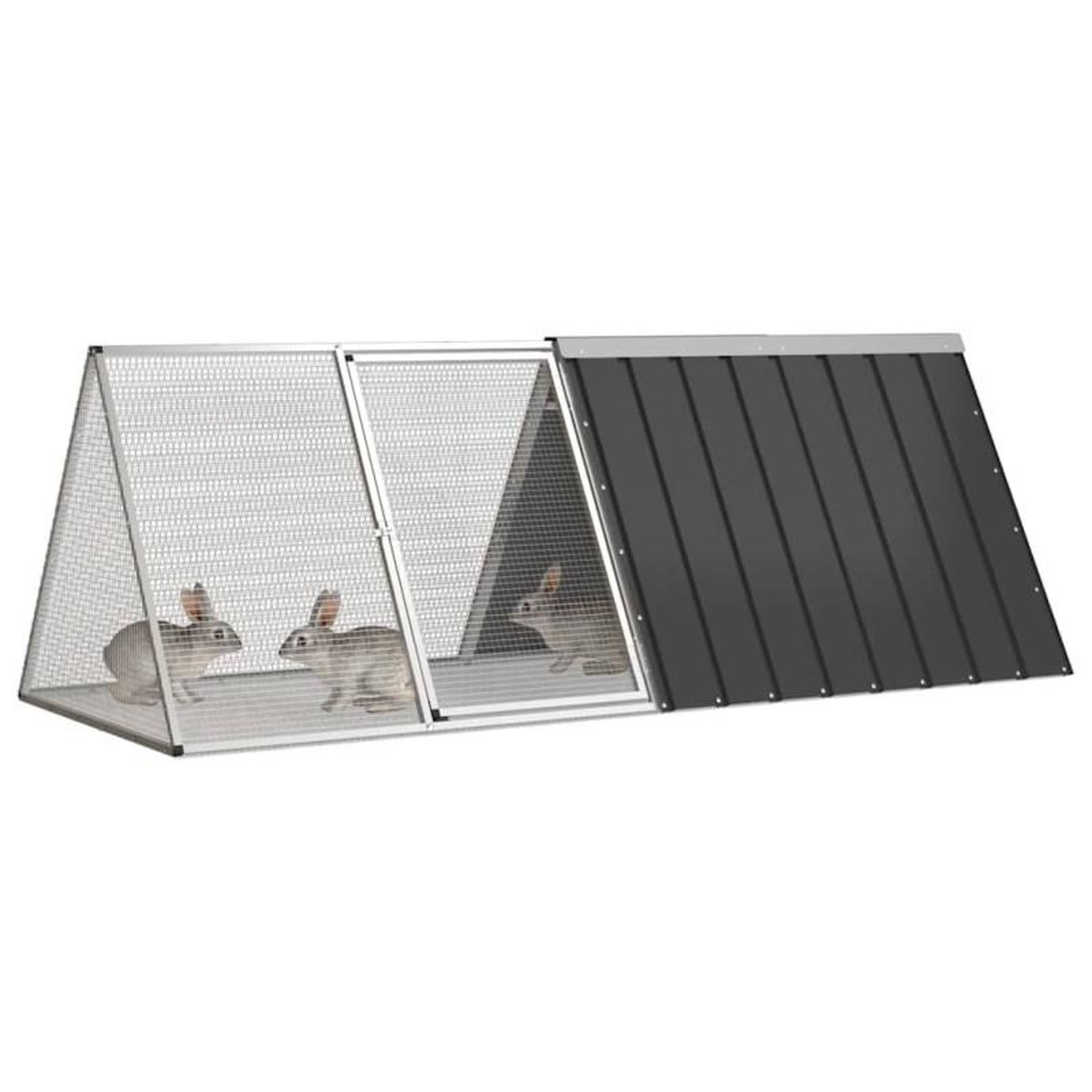 Voir la diapositive 2 : VIDAXL Cage pour lapin Anthracite 201,5x80,5x71 cm Acier galvanisé