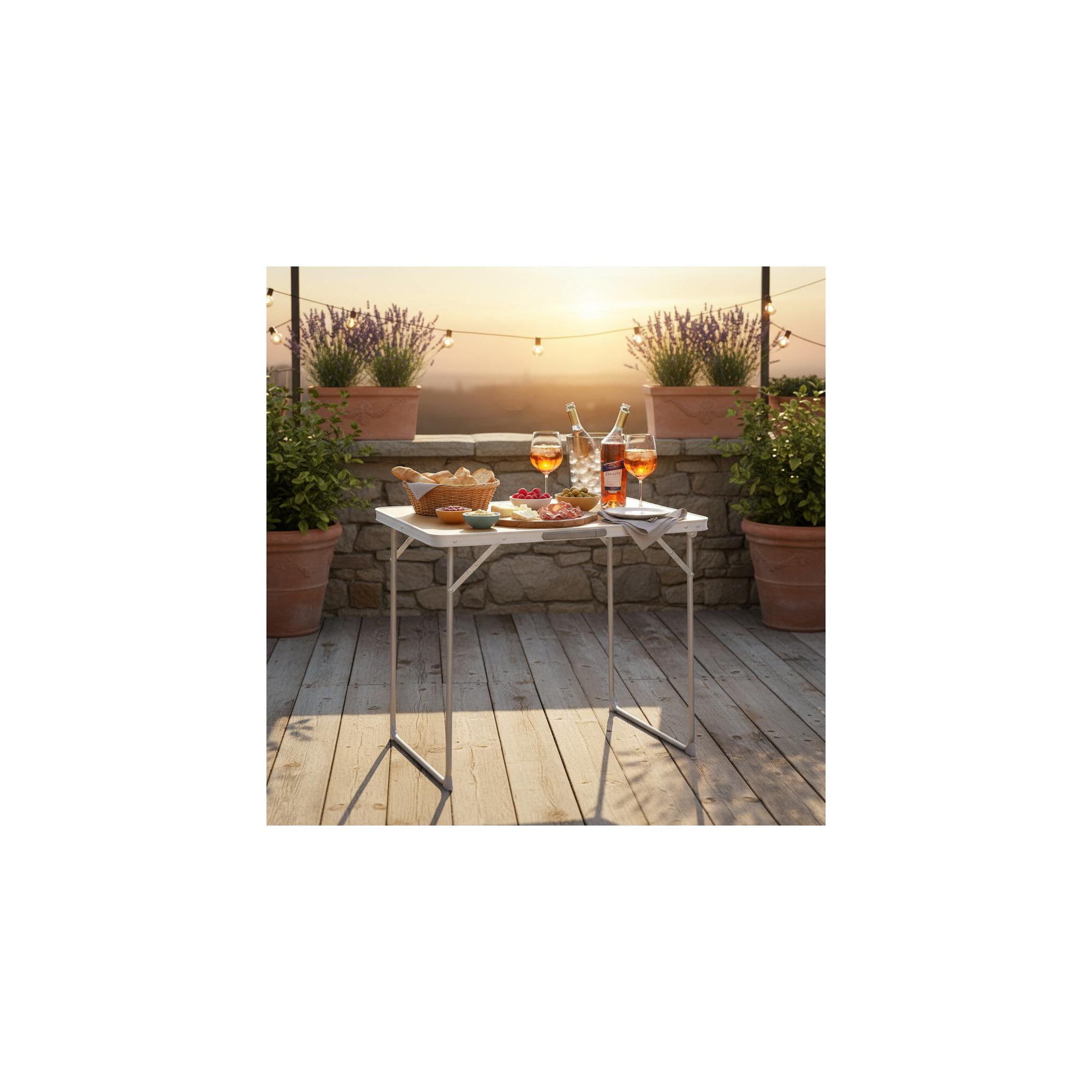 Voir la diapositive 4 : O'Camp Lot de 2 tables de camping pliables 4 places - o'camp - forme valise - 80 x 60 x 70 cm
