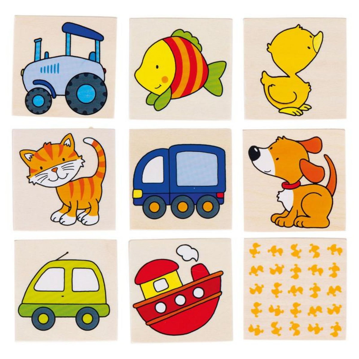 Goki GOKI Mémo vehicules et animaux Charles 16 pièces