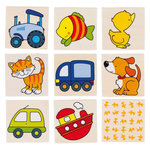 Goki GOKI Mémo vehicules et animaux Charles 16 pièces