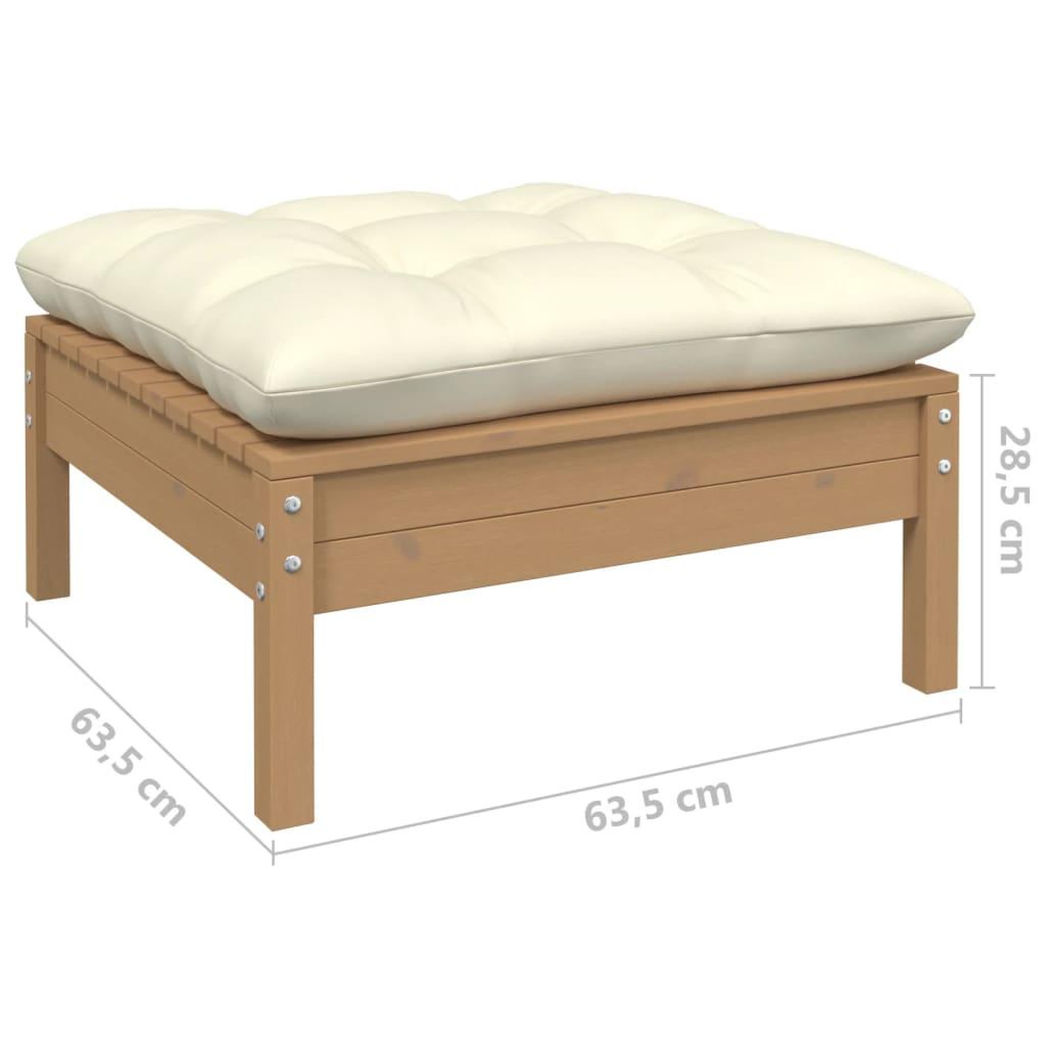 Voir la diapositive 6 : VIDAXL Canape 2 places de jardin et coussins creme bois de pin solide