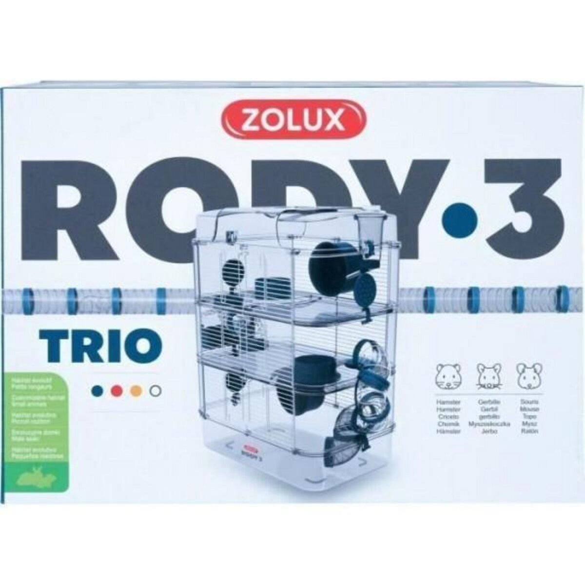 Zolux Cage sur 3 étages - ZOLUX - Rody3 trio - Pour hamsters, souris et gerbilles - L 41 x p 27 x h 53 cm - Bleu