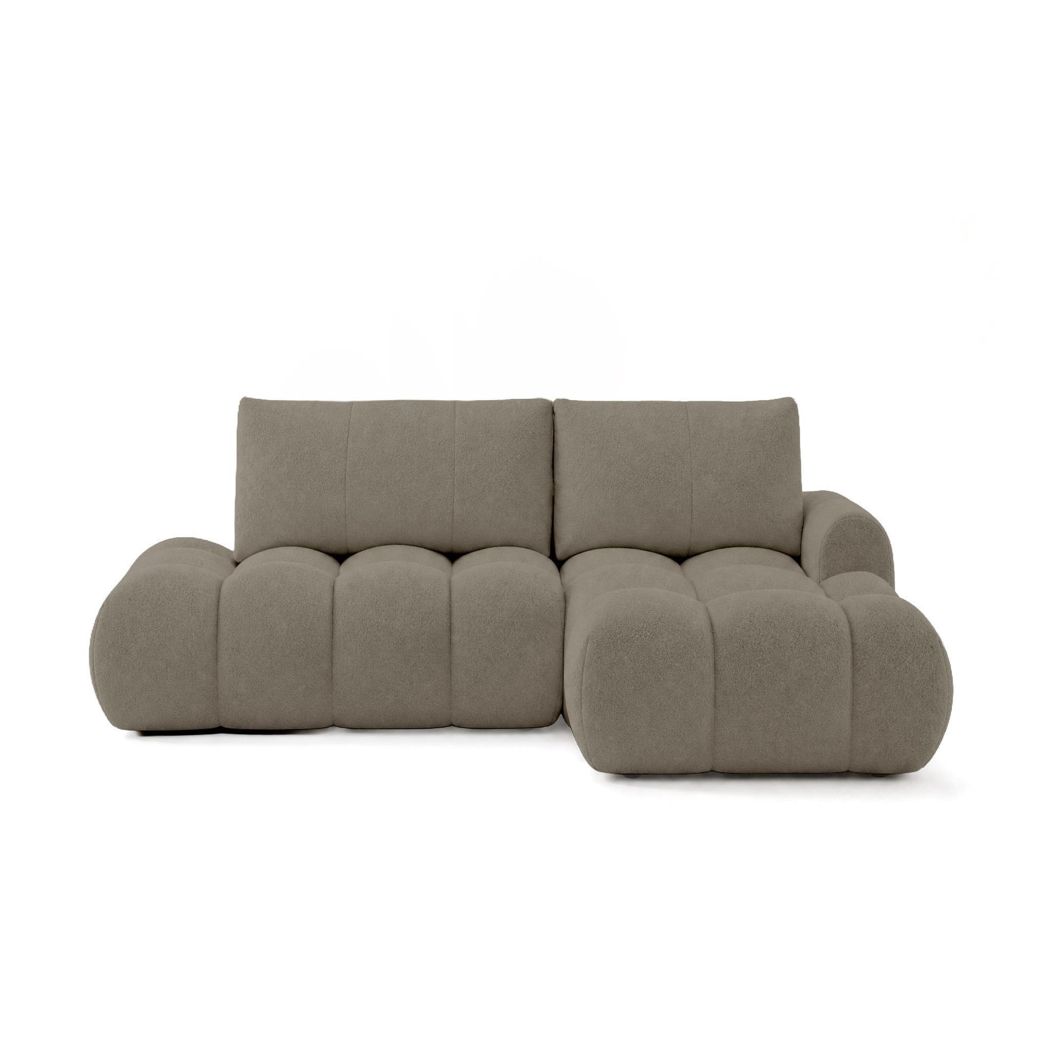 Voir la diapositive 1 : BEST MOBILIER Yulin - canapé d'angle ouvert droit 4 places convertible avec coffre en tissu bouclette