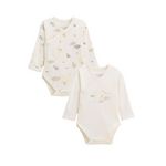 Petit Béguin Lot de 2 bodies bébé manches longues ouverture croisée Câlins. Coloris disponibles : Beige