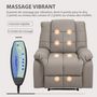Voir la diapositive 4 : HOMCOM Fauteuil luxe de relaxation et massage inclinaison dossier repose-pied réglable revêtement synthétique gris