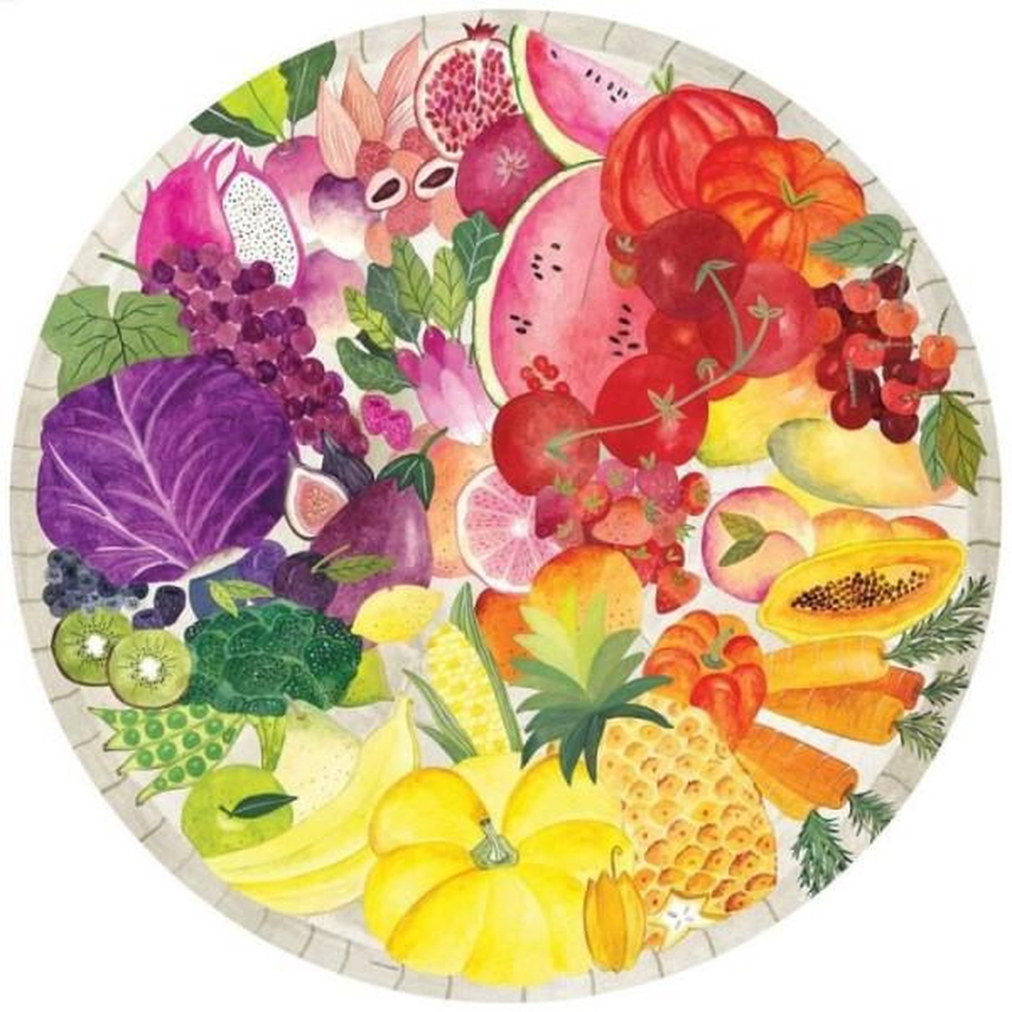 Voir la diapositive 3 : RAVENSBURGER Puzzle rond 500 pieces fruits et légumes, circle of colors, abstrait, adulte, ravensburger