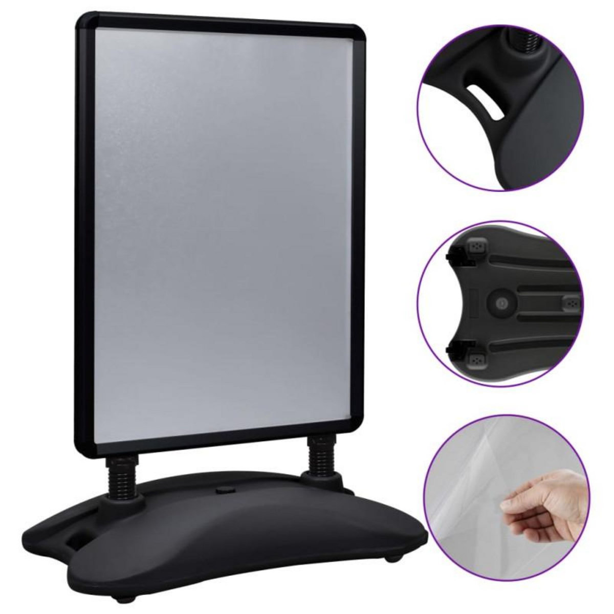 VIDAXL Support d affiche A1 à base d eau Noir Alliage d aluminium