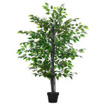 OUTSUNNY Arbre artificiel plante artificiel banyan hauteur 1,45 m tronc branches liane lichen feuilles grand réalisme pot inclus