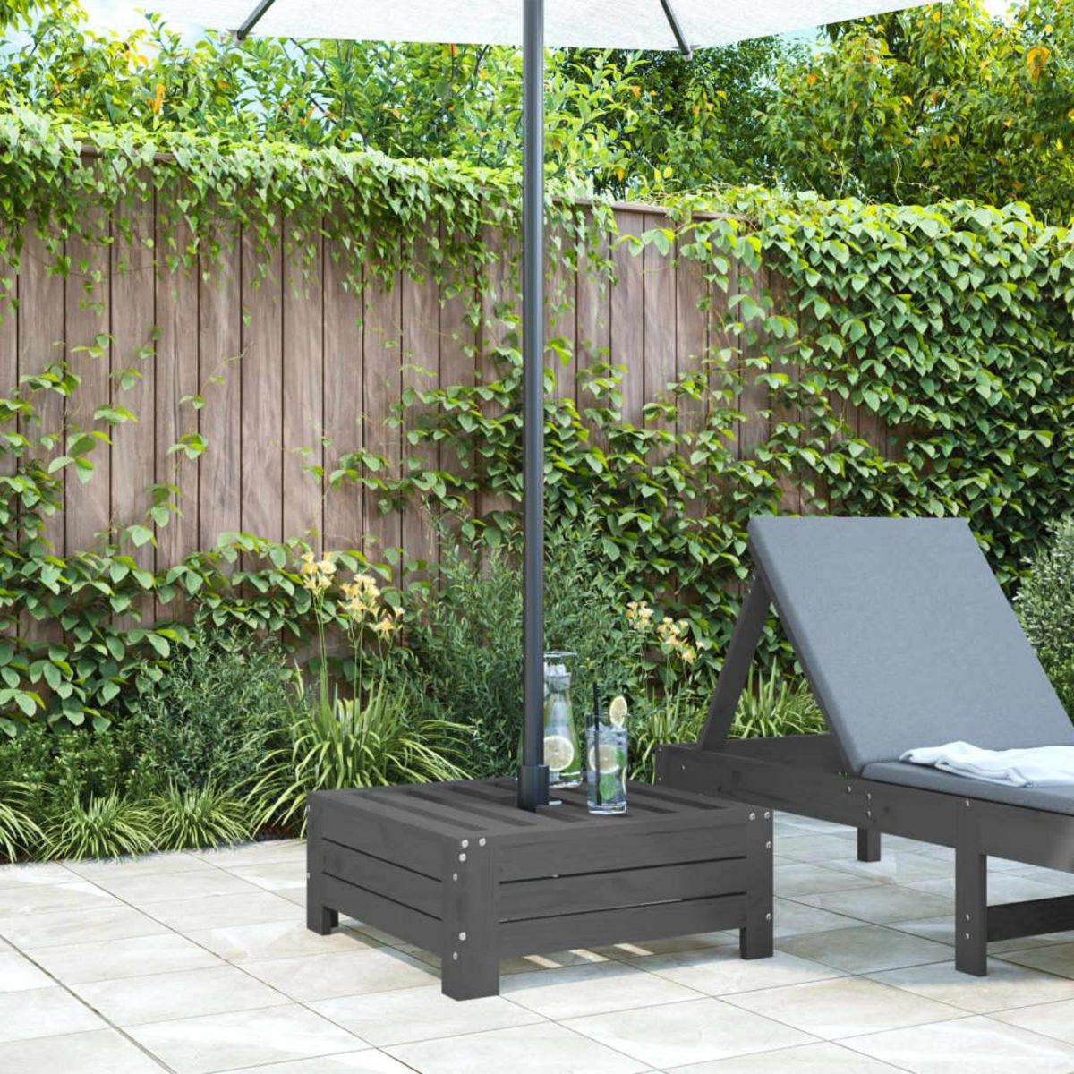 VIDAXL Couvercle de base de parasol gris bois massif de pin