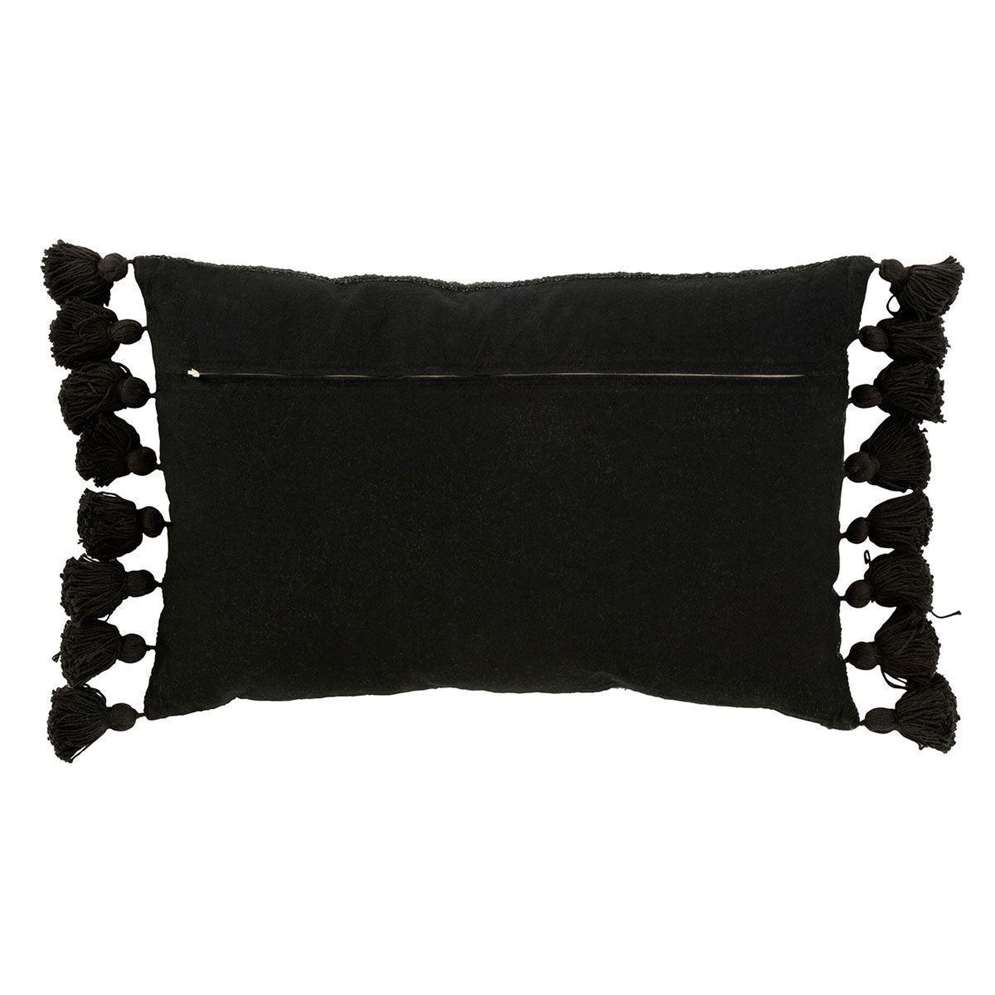 Voir la diapositive 2 : J-LINE Coussin déco pompons  bella  40x59cm noir