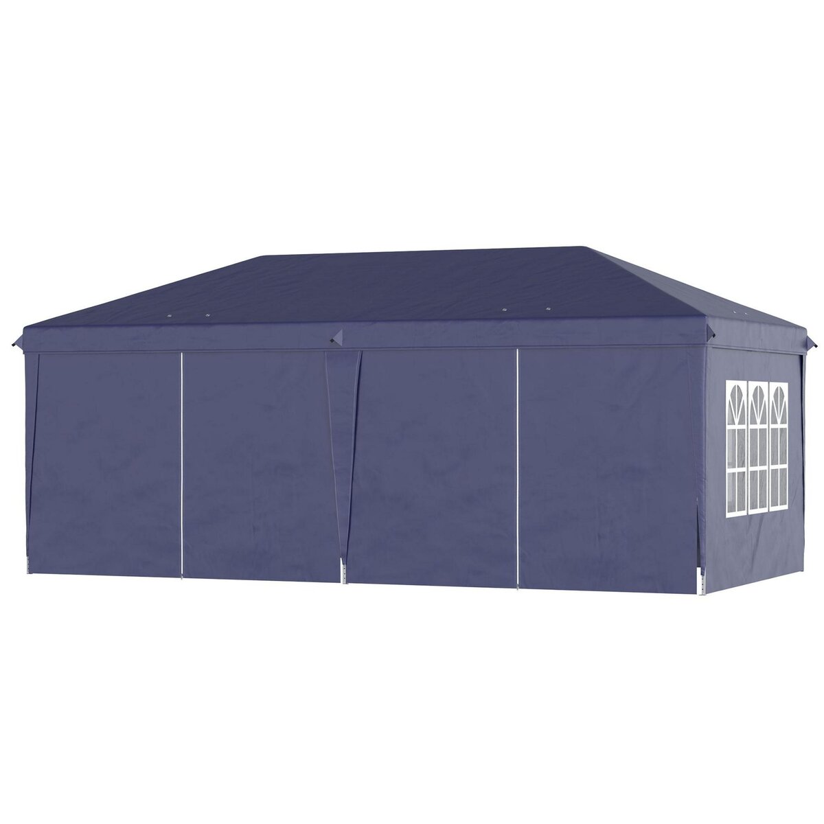 OUTSUNNY Tonnelle barnum pliant pop-up imperméabilisé 5,85L x 2,95l x 2,7H m 6 parois latérales amovibles 4 fenêtres + sac de transport bleu