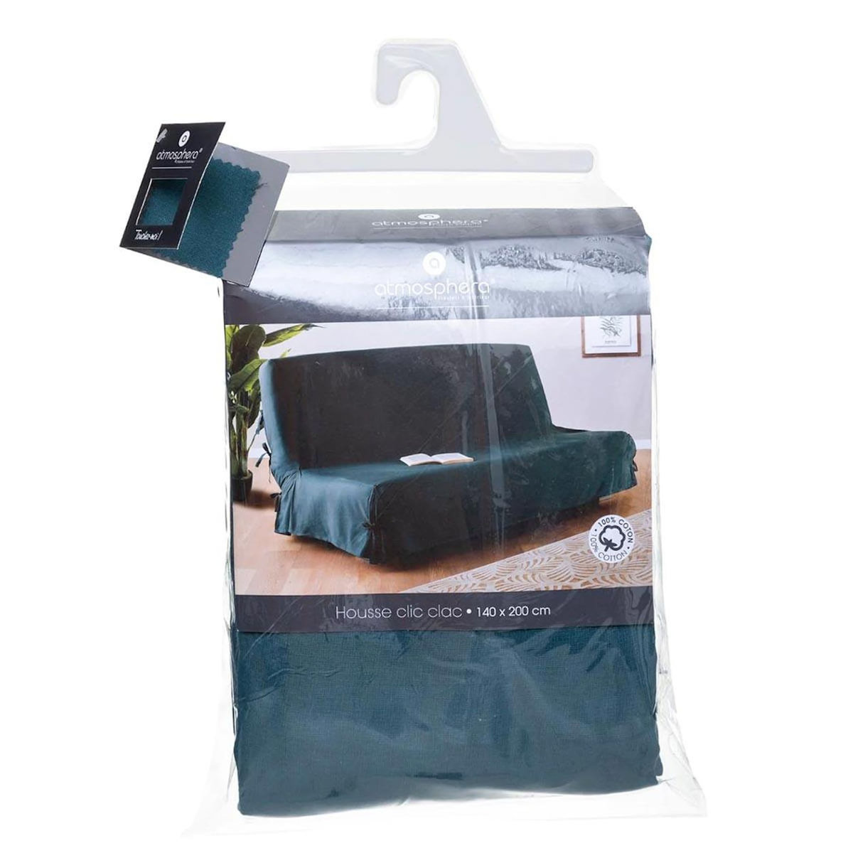 ATMOSPHERA Housse de Clic-Clac Tissu 140x200cm Bleu Canard