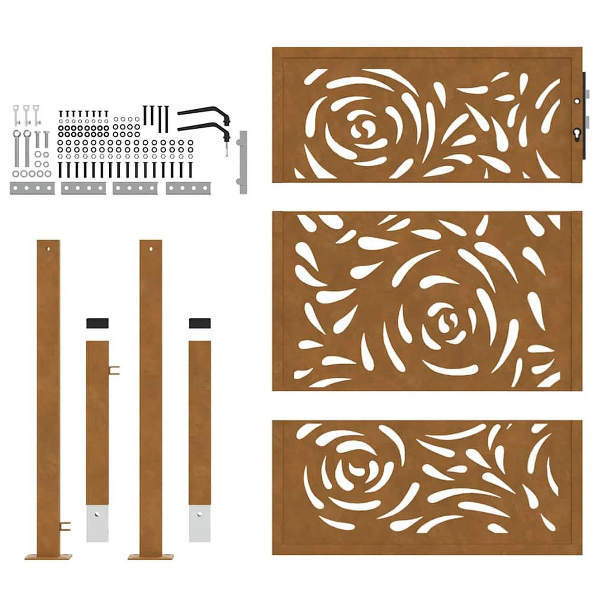 Voir la diapositive 5 : VIDAXL Porte de jardin acier resistant aux intemperies design flamme