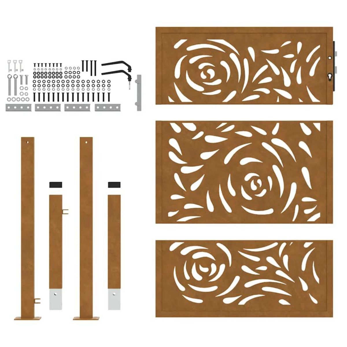 VIDAXL Porte de jardin acier resistant aux intemperies design flamme