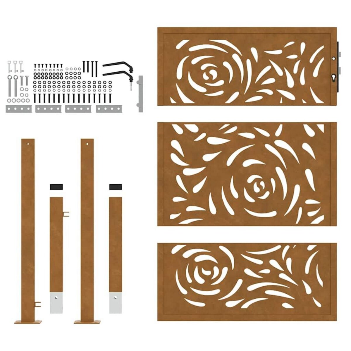 VIDAXL Porte de jardin acier resistant aux intemperies design flamme