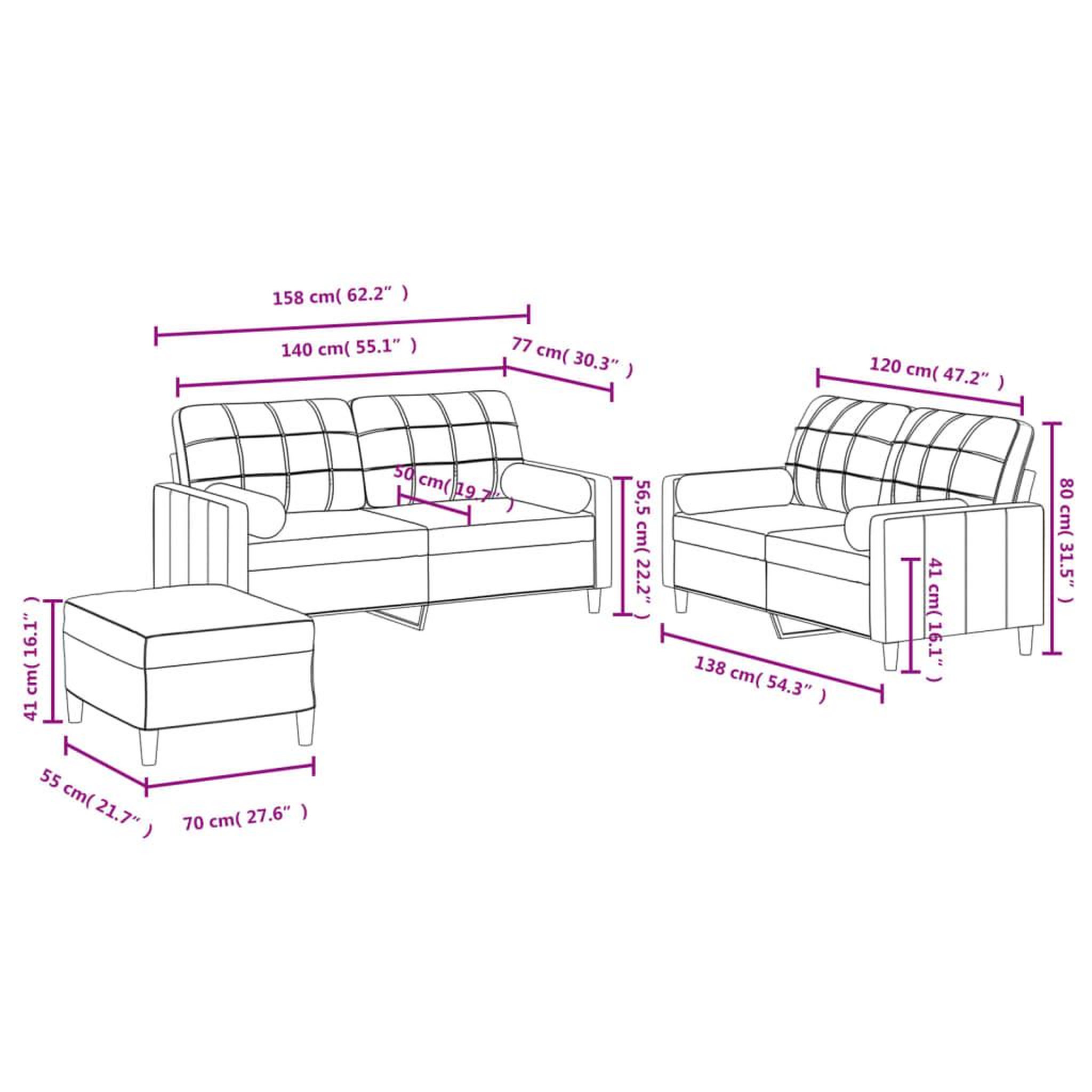 Voir la diapositive 6 : VIDAXL Ensemble de canapes 3 pcs coussins gris clair tissu