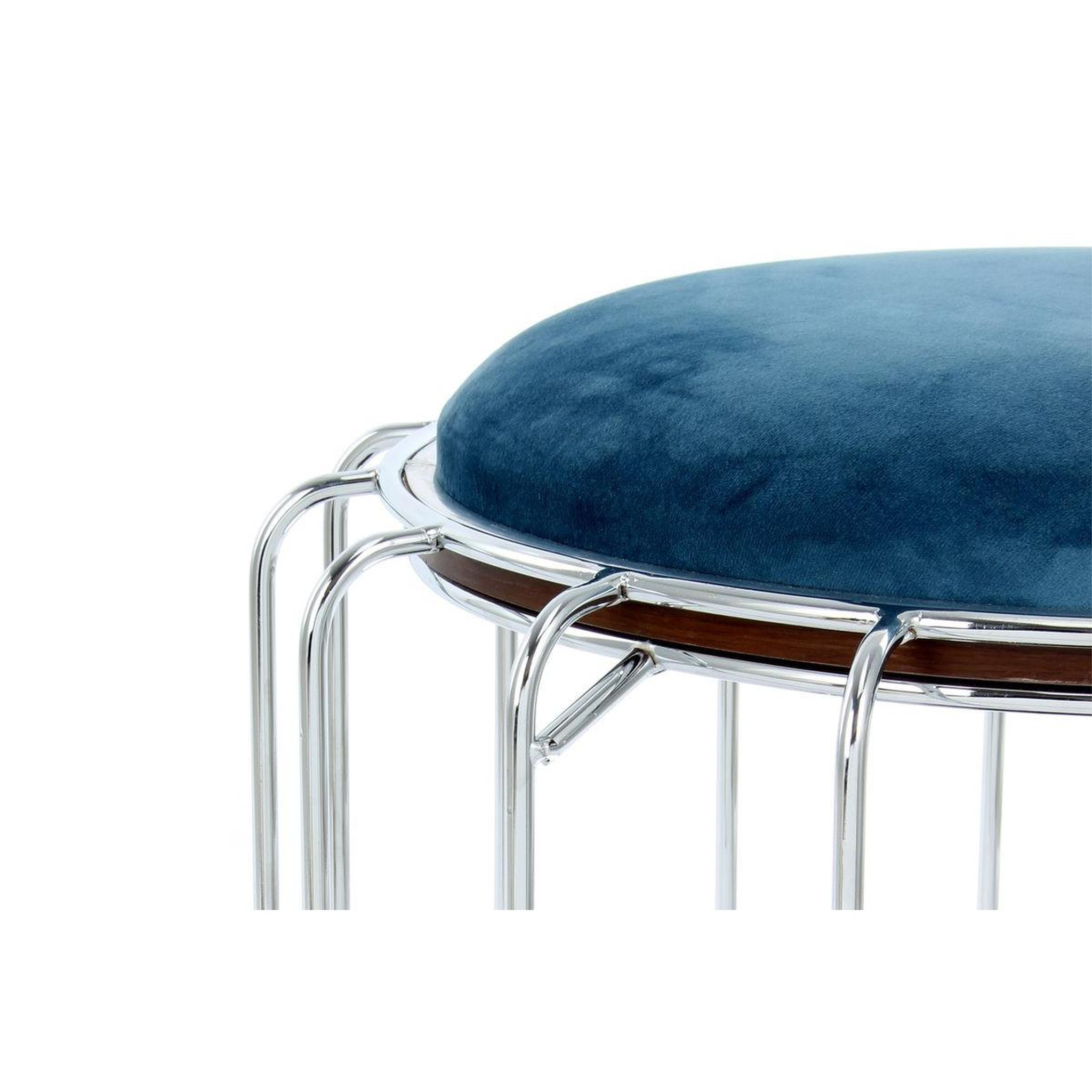 Voir la diapositive 2 : Paris Prix Pouf & table d'appoint  comfortable  50cm bleu pétrole & argent