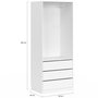 Voir la diapositive 4 : ID MARKET Dressing TAYLOR 80 x 55 x 200 cm 1 module avec penderie + 3 tiroirs blanc