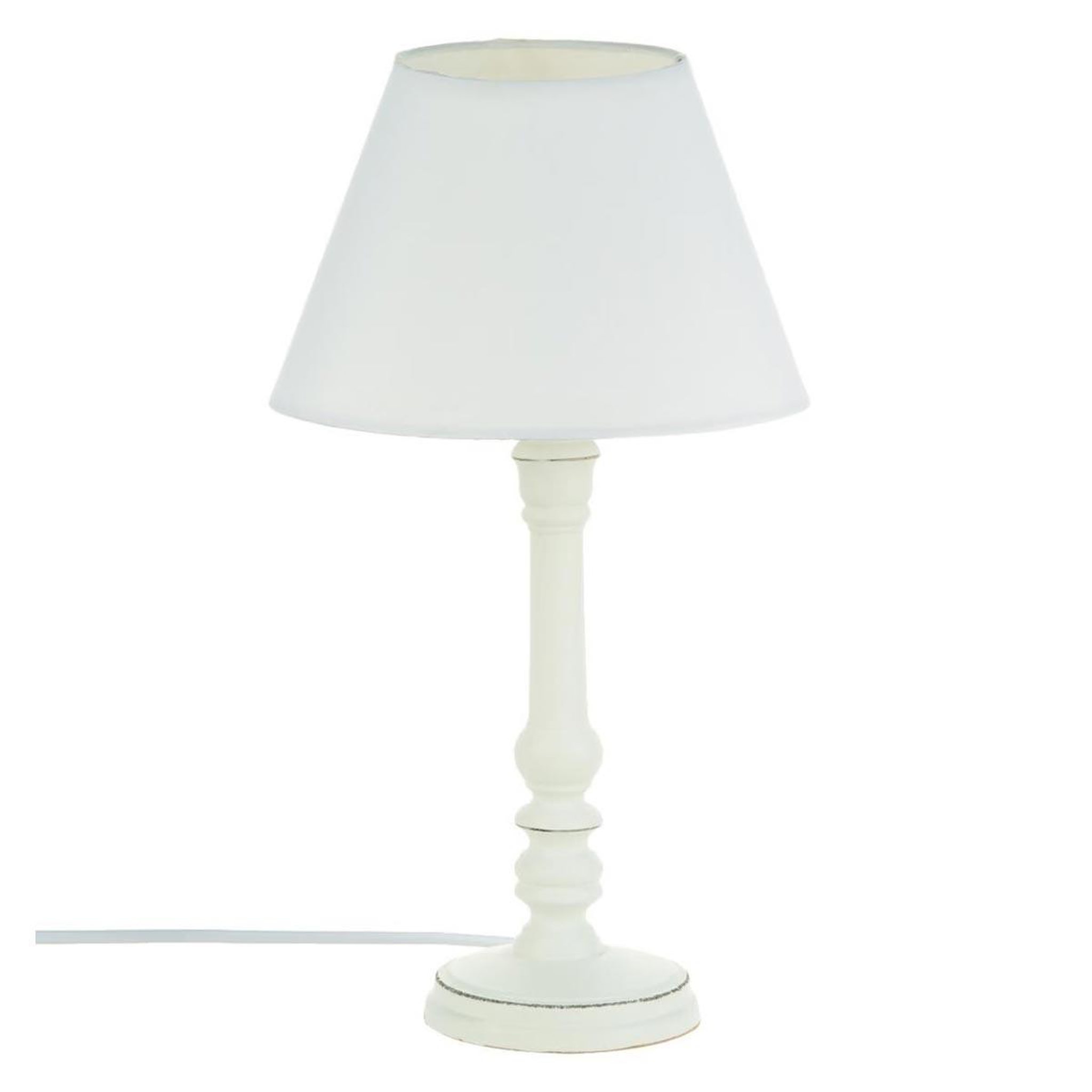 ATMOSPHERA Lampe à poser en bois  leo  36cm blanc