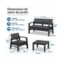 Voir la diapositive 2 : KZ GARDEN Salon de jardin Extérieur 4 personnes Gris Anthracite Canapé 2 places + 2 fauteuils + Table basse + 4 Coussins KZ GARDEN