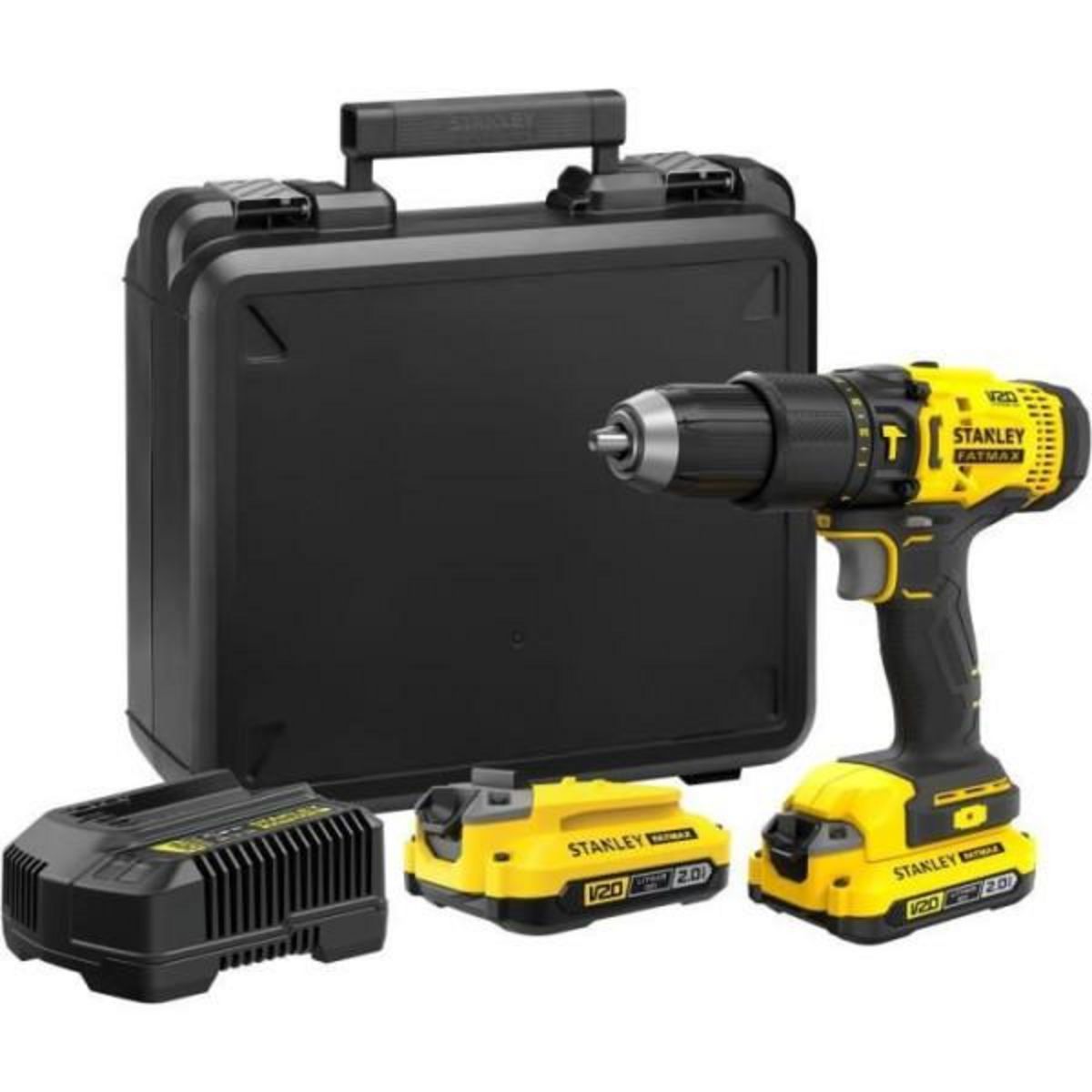 Stanley Perceuse visseuse a percussion 50 Nm - Lithium 18V - 2 Batteries 2Ah - STANLEY FATMAX V20 - SFMCD711D22-QW
