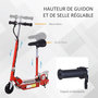 Voir la diapositive 5 : HOMCOM Trottinette électrique 120 W pliable pour enfant de 7 à 12 ans hauteur guidon et selle réglable 10 Km/h max. rouge
