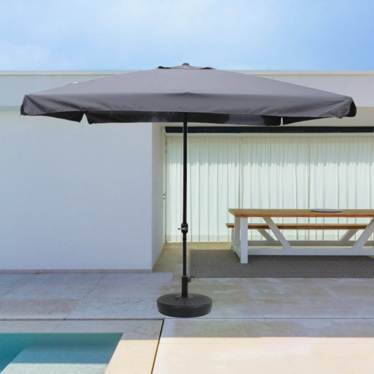CONCEPT USINE Parasol droit carré 3 x 3 m gris PALERME