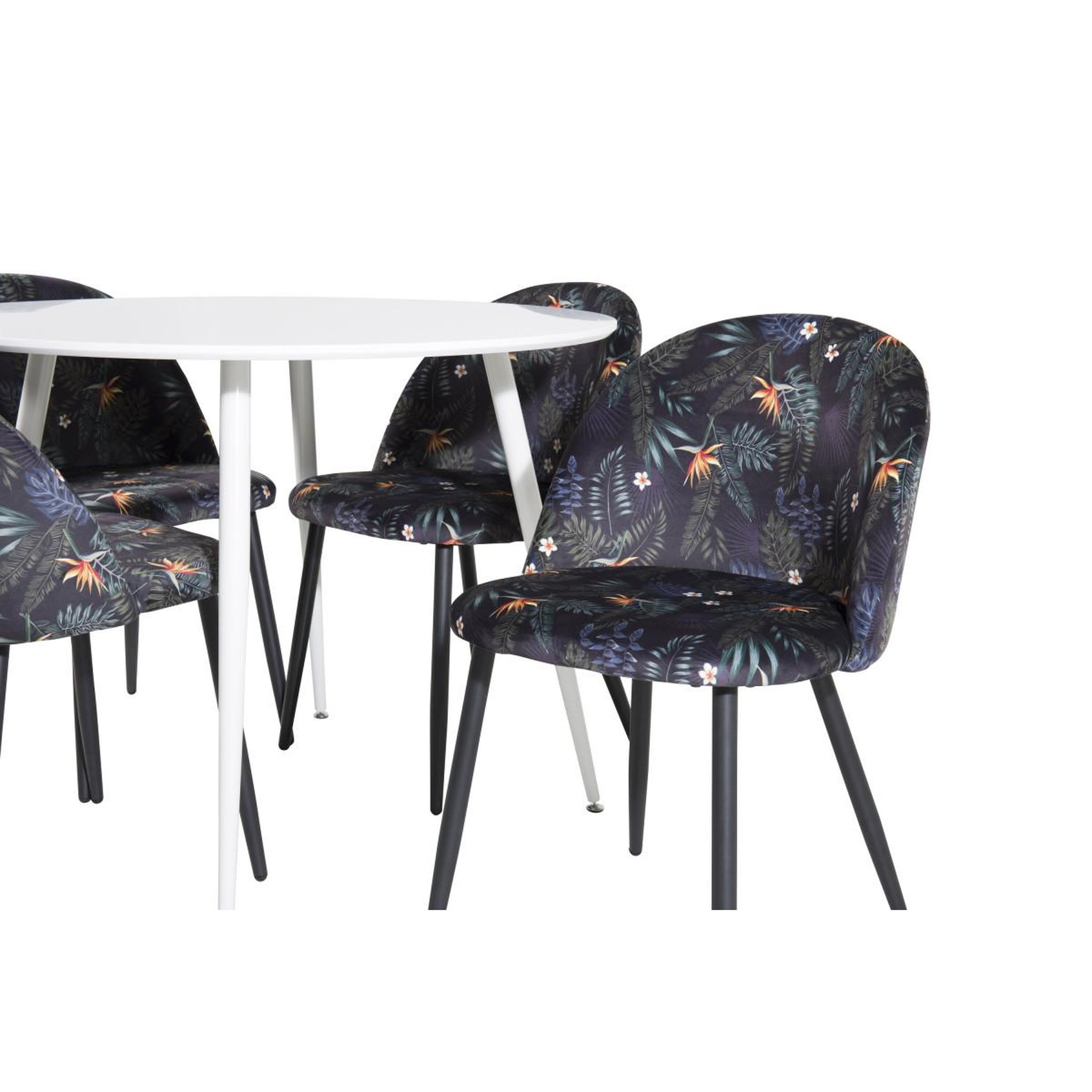 Voir la diapositive 2 : Paris Prix Ensemble table à manger & 4 chaises  plaza i & velvet  100cm blanc & multicolore