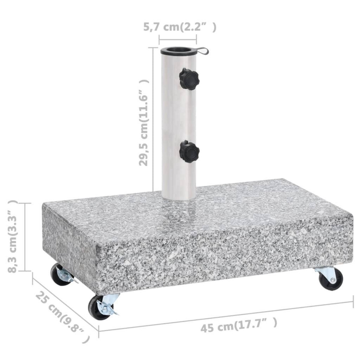 VIDAXL Socle de parasol Gris clair 45x25x8,3 cm Granite